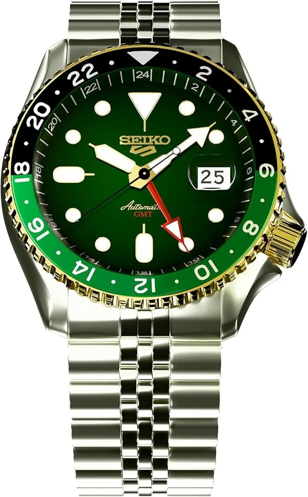 Seiko 5 Sports Forest Green Sunrise Limited Edition Green Dial Silver Steel Strap Watch for Men - SSK050K1 - Image 3